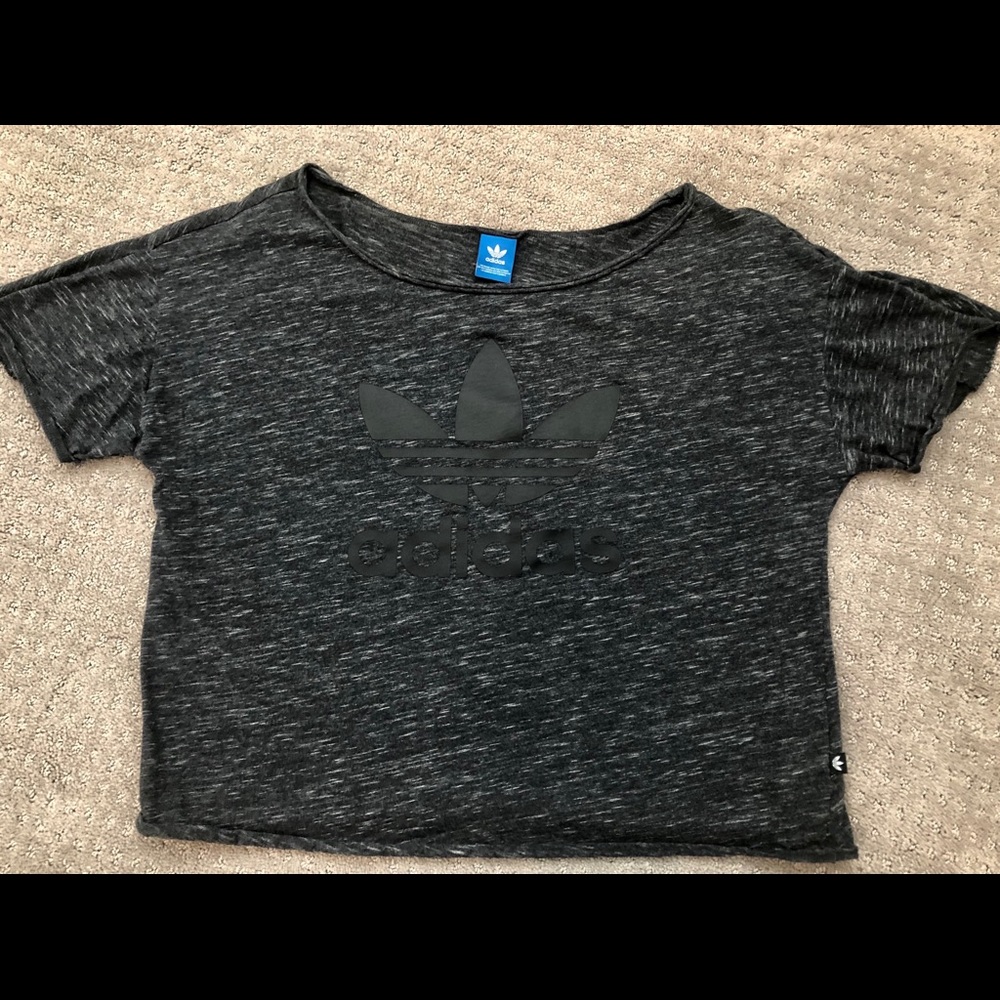 Adidas crop top off the shoulder shirt.